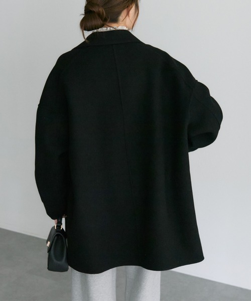 PUAL CE CIN（ピュアルセシン）の「ハンドメイド風ウール混テーラーコート（その他アウター・レディース・ブラック/チャコールグレー・FREE）」の15枚目の写真