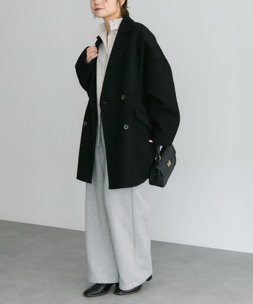 歳末セール☆PUAL CE CIN ハンドメイド風ウール混テーラーコート ハンドメイド風ウール混テーラーコート（その他アウター）｜PUAL CE