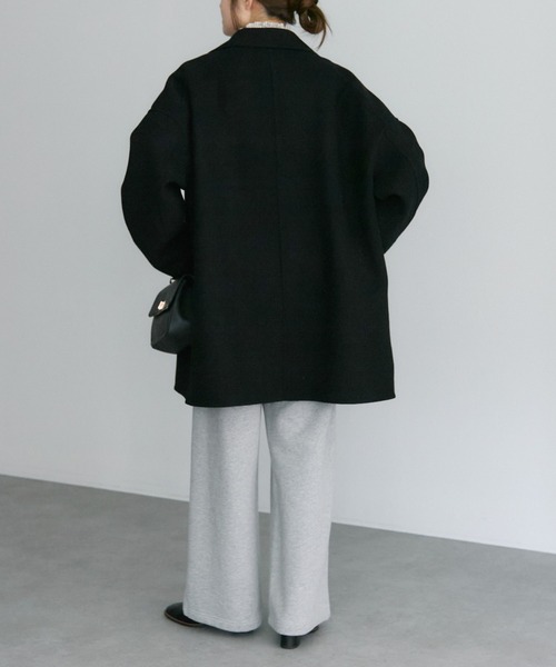 PUAL CE CIN（ピュアルセシン）の「ハンドメイド風ウール混テーラーコート（その他アウター・レディース・ブラック/チャコールグレー・FREE）」の18枚目の写真
