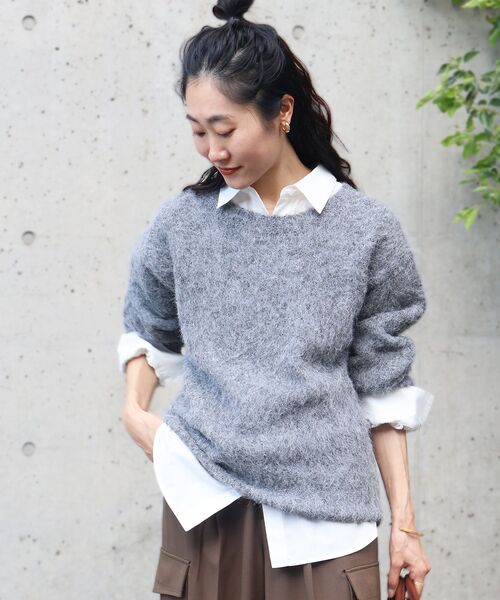 le.coeur blanc（ルクールブラン）の「《手洗い可能》ソフトシャギーニットプルオーバー（ニット/セーター・レディース・ピンク/アイボリー/グレー/キャメル・38）」の3枚目の写真