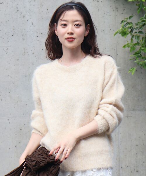 le.coeur blanc（ルクールブラン）の「《手洗い可能》ソフトシャギーニットプルオーバー（ニット/セーター・レディース・ピンク/アイボリー/グレー/キャメル・38）」の6枚目の写真