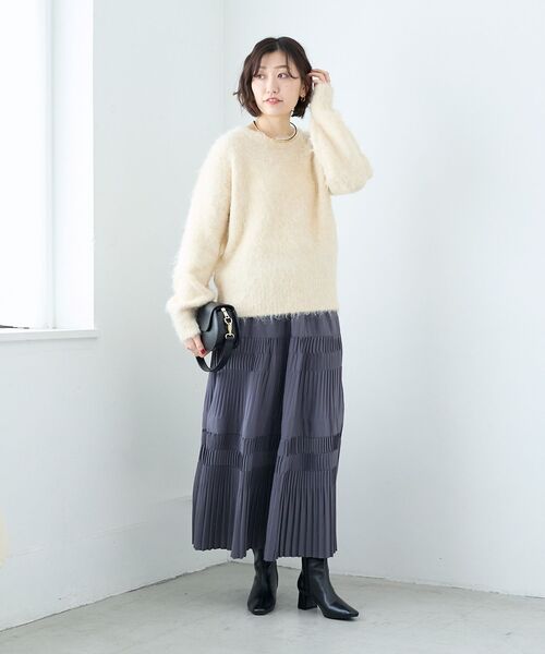 le.coeur blanc（ルクールブラン）の「《手洗い可能》ソフトシャギーニットプルオーバー（ニット/セーター・レディース・ピンク/アイボリー/グレー/キャメル・38）」の14枚目の写真