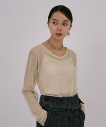【残りわずか!】Lame Mesh & Tule Top|ウォッシャブル/オケージョン/レイヤード/シアートップス/ロンT/春服