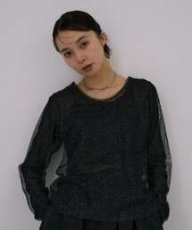 【残りわずか!】Lame Mesh & Tule Top|ウォッシャブル/オケージョン/レイヤード/シアートップス/ロンT/春服
