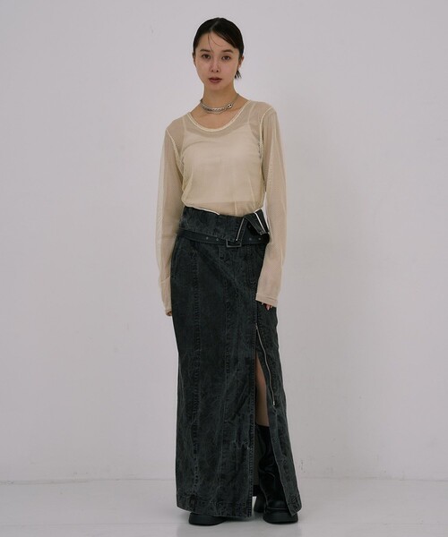 UNITED TOKYO(ユナイテッドトウキョウ)の「【残りわずか!】Lame Mesh & Tule Top|ウォッシャブル/オケージョン/レイヤード/シアートップス/ロンT/春服(Tシャツ/カットソー・レディース・アイボリー/ブラック・FREE)」の10枚目の写真