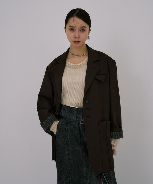 UNITED TOKYO(ユナイテッドトウキョウ)の「【残りわずか!】Lame Mesh & Tule Top|ウォッシャブル/オケージョン/レイヤード/シアートップス/ロンT/春服(Tシャツ/カットソー・レディース・アイボリー/ブラック・FREE)」の13枚目の写真