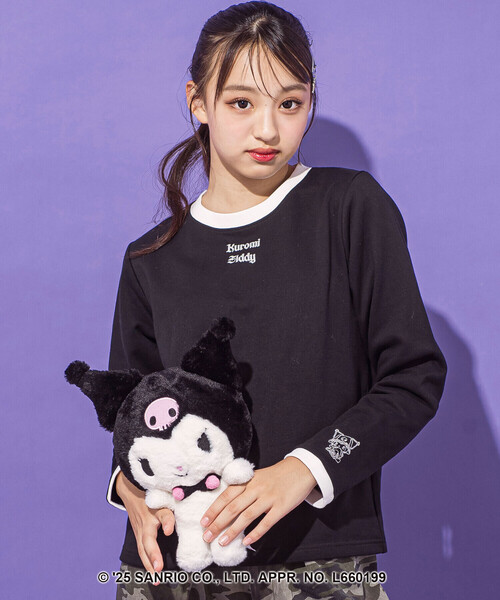 ZIDDY(ジディ)の「【クロミ】刺しゅう配色リンガースウェット(130~160cm)(スウェット・キッズ・ブラック/パープル・130cm/FREE/150cm/140cm)」の1枚目の写真