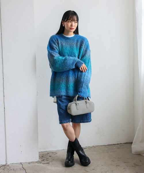 VitaFelice(ヴィータフェリーチェ)の「スエードタッチ2wayミニバッグ(ハンドバッグ・レディース・バイオレット/ライトグレー/ライム・FREE)」の22枚目の写真