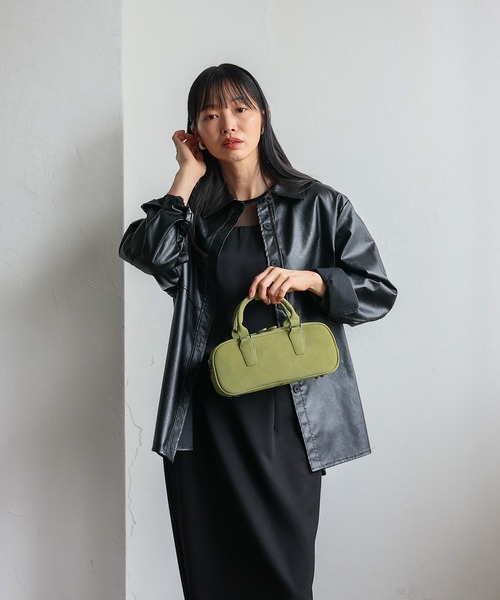 VitaFelice(ヴィータフェリーチェ)の「スエードタッチ2wayミニバッグ(ハンドバッグ・レディース・バイオレット/ライトグレー/ライム・FREE)」の9枚目の写真