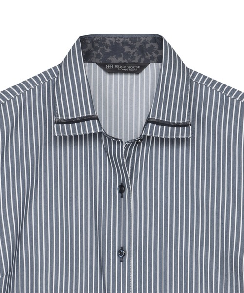 TOKYO SHIRTS(トウキョウシャツ)の「【透け防止】 形態安定ノンアイロン ワイド 長袖ビジネスワイシャツ(ビジネスシャツ・レディース・ネイビー・L/S/M/LL/XL)」の3枚目の写真
