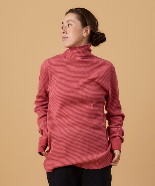 WALLA WALLA SPORT(ワラワラスポーツ)の「WALLA WALLA SPORT【ワラワラスポーツ】- STRIPE THERMAL TURTLE / ストライプ サーマル タートル(Tシャツ/カットソー・メンズ・レンガ・LARGE)」の1枚目の写真