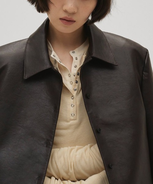 TODAYFUL（トゥデイフル）の「TODAYFUL　Leather Shirts Jacket レザーシャツジャケット/12610101（その他アウター・レディース・ブラック/ダークブラウン・38）」の9枚目の写真