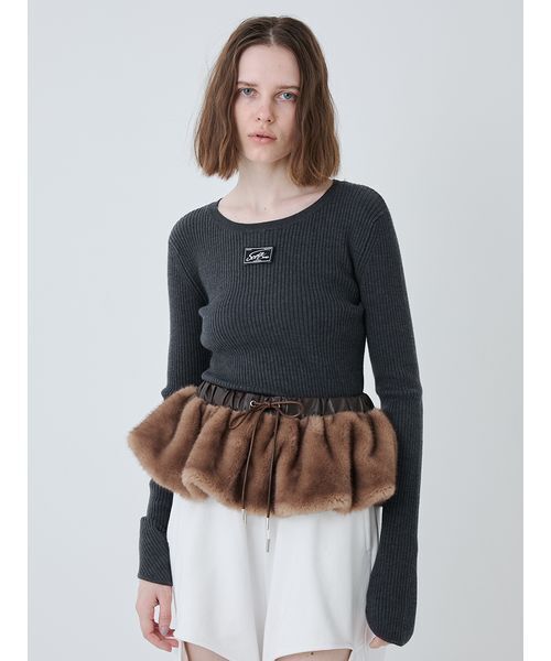 セール】Wool Rib Curve Cutting Top/ウールリブカーブカッティング