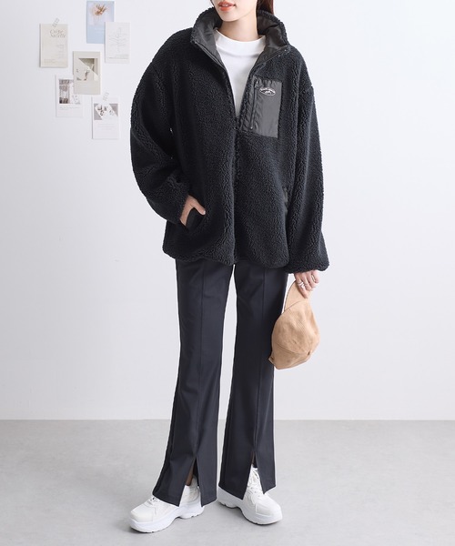 ❤リバーシブル ❤dopタンバリン【black✕black】&ラビットボアベスト 2WAY仕様/軽量/ユニセックス】ボアリバーシブルブルゾン | DISCOAT