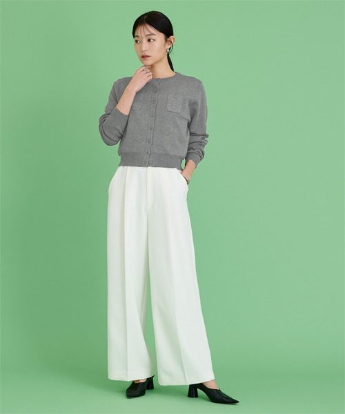 UR'S（ユアーズ）の「胸ポケットニットカーディガン（カーディガン/ボレロ・レディース・オフホワイト/ブラック/ライトブルー/チャコール/ネイビー/イエロー/グリーン/ドット/ホワイト系その他/ピンク・S/M/L）」の12枚目の写真