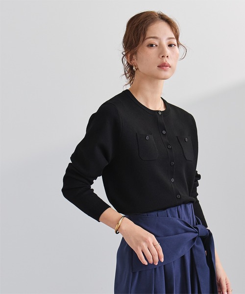 UR'S（ユアーズ）の「胸ポケットニットカーディガン（カーディガン/ボレロ・レディース・オフホワイト/ブラック/ライトブルー/チャコール/ネイビー/イエロー/グリーン/ドット/ホワイト系その他/ピンク・S/M/L）」の19枚目の写真