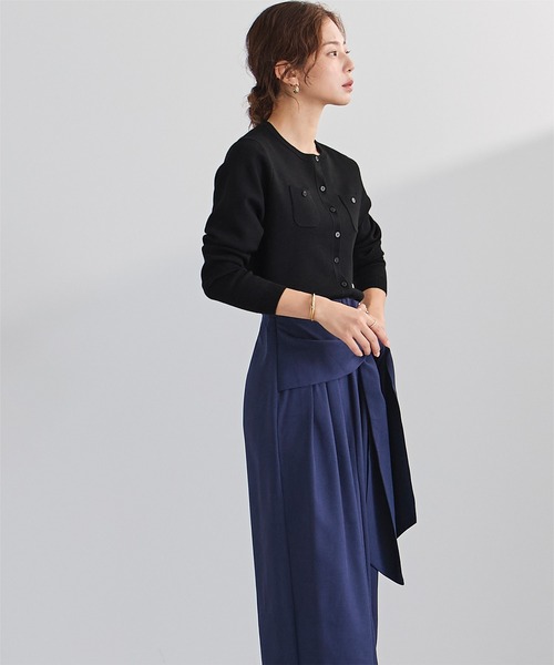 UR'S（ユアーズ）の「胸ポケットニットカーディガン（カーディガン/ボレロ・レディース・オフホワイト/ブラック/ライトブルー/チャコール/ネイビー/イエロー/グリーン/ドット/ホワイト系その他/ピンク・S/M/L）」の20枚目の写真