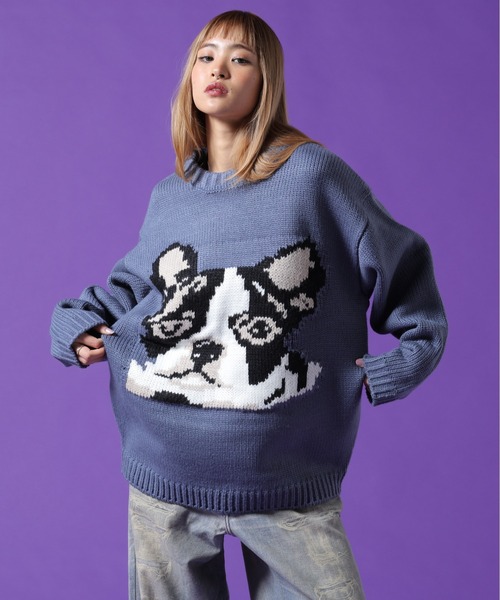 DANKE SCHON（ダンケシェーン）の「【WEB&DEPOT限定】DankeSchon/ダンケシェーン/1.5GG DOG KNIT（ニット/セーター・メンズ・ブルー/ホワイト系2/ブラック・L/M/XL）」の15枚目の写真
