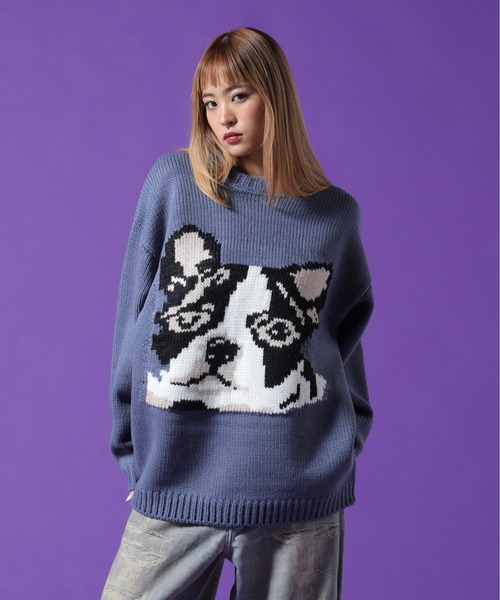 DANKE SCHON（ダンケシェーン）の「【WEB&DEPOT限定】DankeSchon/ダンケシェーン/1.5GG DOG KNIT（ニット/セーター・メンズ・ブルー/ホワイト系2/ブラック・L/M/XL）」の16枚目の写真