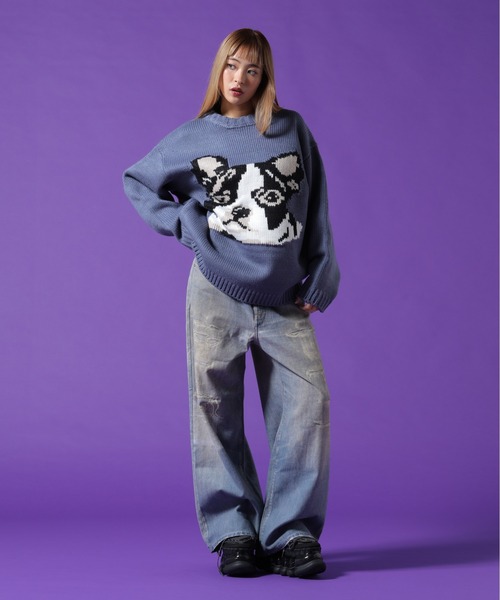 DANKE SCHON（ダンケシェーン）の「【WEB&DEPOT限定】DankeSchon/ダンケシェーン/1.5GG DOG KNIT（ニット/セーター・メンズ・ブルー/ホワイト系2/ブラック・L/M/XL）」の19枚目の写真