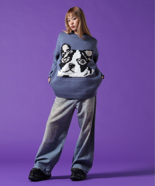 DANKE SCHON（ダンケシェーン）の「【WEB&DEPOT限定】DankeSchon/ダンケシェーン/1.5GG DOG KNIT（ニット/セーター・メンズ・ブルー/ホワイト系2/ブラック・L/M/XL）」の20枚目の写真