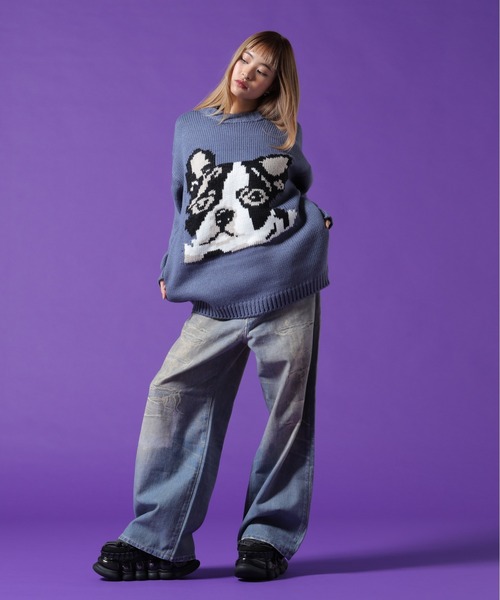 DANKE SCHON（ダンケシェーン）の「【WEB&DEPOT限定】DankeSchon/ダンケシェーン/1.5GG DOG KNIT（ニット/セーター・メンズ・ブルー/ホワイト系2/ブラック・L/M/XL）」の21枚目の写真