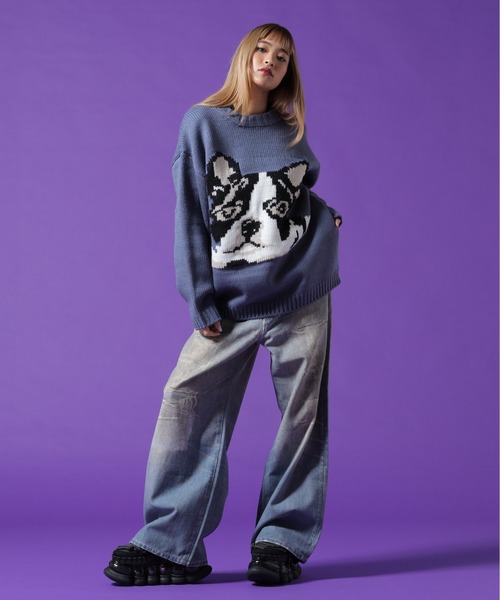 DANKE SCHON（ダンケシェーン）の「【WEB&DEPOT限定】DankeSchon/ダンケシェーン/1.5GG DOG KNIT（ニット/セーター・メンズ・ブルー/ホワイト系2/ブラック・L/M/XL）」の22枚目の写真
