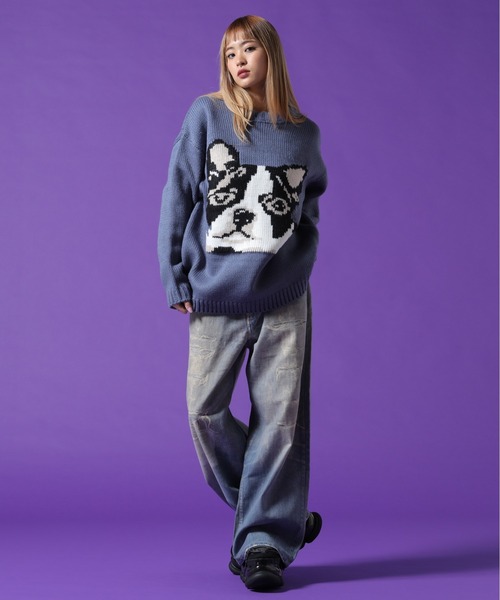 DANKE SCHON（ダンケシェーン）の「【WEB&DEPOT限定】DankeSchon/ダンケシェーン/1.5GG DOG KNIT（ニット/セーター・メンズ・ブルー/ホワイト系2/ブラック・L/M/XL）」の17枚目の写真