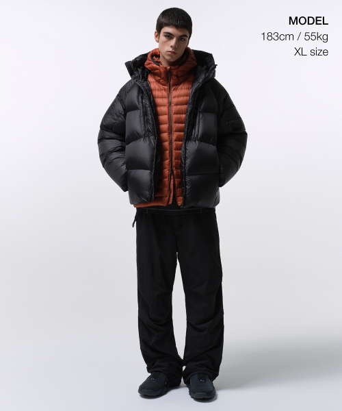 シティレジャーブライトフード付きダウンショートパディングジャケット