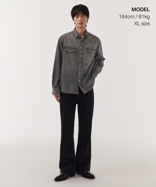 MUSINSA STANDARD（ムシンサスタンダード）の「デニムウエスタンシャツ[グレー]（シャツ/ブラウス・メンズ・その他・SMALL/MEDIUM/LARGE/X-LARGE/XX-LARGE）」の9枚目の写真