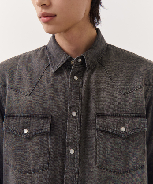 MUSINSA STANDARD（ムシンサスタンダード）の「デニムウエスタンシャツ[グレー]（シャツ/ブラウス・メンズ・その他・SMALL/MEDIUM/LARGE/X-LARGE/XX-LARGE）」の7枚目の写真