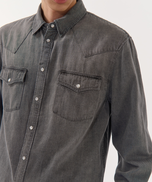 MUSINSA STANDARD（ムシンサスタンダード）の「デニムウエスタンシャツ[グレー]（シャツ/ブラウス・メンズ・その他・SMALL/MEDIUM/LARGE/X-LARGE/XX-LARGE）」の6枚目の写真