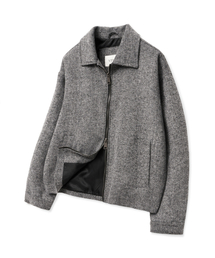 [PURE WOOL]ウールブレンドヘリンボーンシングルジャケット_ブラック