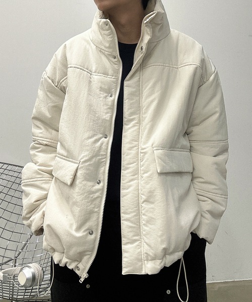 ユニセックス】オーバーサイズ スタンドカラー中綿ジャケット