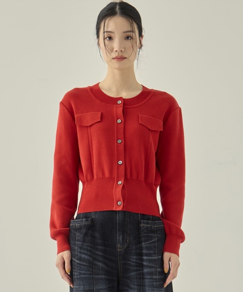 STUDIOUS（ステュディオス）の「【STUDIOUS/ステュディオス】POCKET KNIT CARDIGAN/ポケットニットカーディガン（カーディガン/ボレロ・レディース・レッド/ミント/ネイビー・FREE）」の10枚目の写真