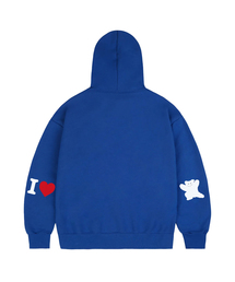 [UNISEX]エルボウ I LOVE ベア フードパーカー_コバルトブルー