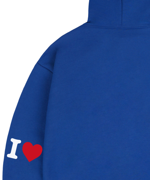 GRAVER（グレーバー）の「[UNISEX]エルボウ I LOVE ベア フードパーカー_コバルトブルー（パーカー・レディース・ブルー・SMALL/MEDIUM/LARGE/X-LARGE）」の2枚目の写真
