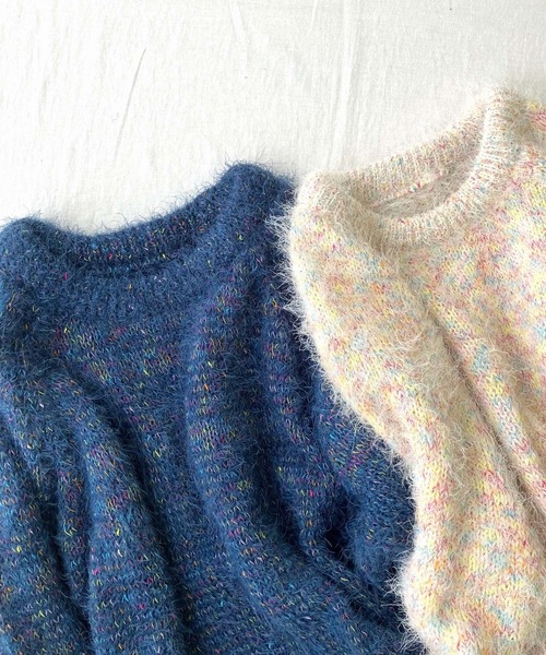 Q(キュー)の「カラーネップニット(ニット/セーター・レディース・アイボリー/ブルー・MEDIUM)」の9枚目の写真