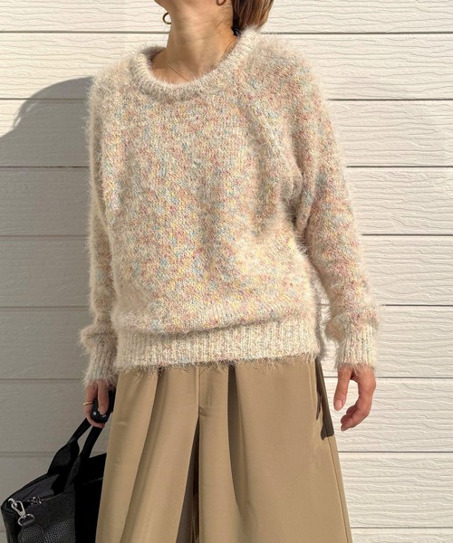 Q(キュー)の「カラーネップニット(ニット/セーター・レディース・アイボリー/ブルー・MEDIUM)」の6枚目の写真