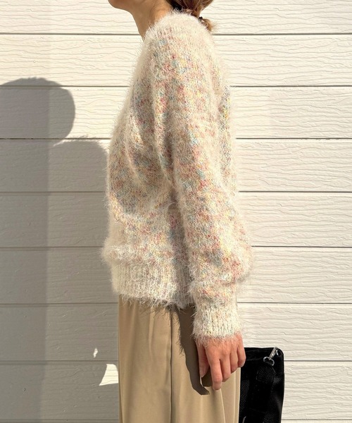 Q(キュー)の「カラーネップニット(ニット/セーター・レディース・アイボリー/ブルー・MEDIUM)」の5枚目の写真