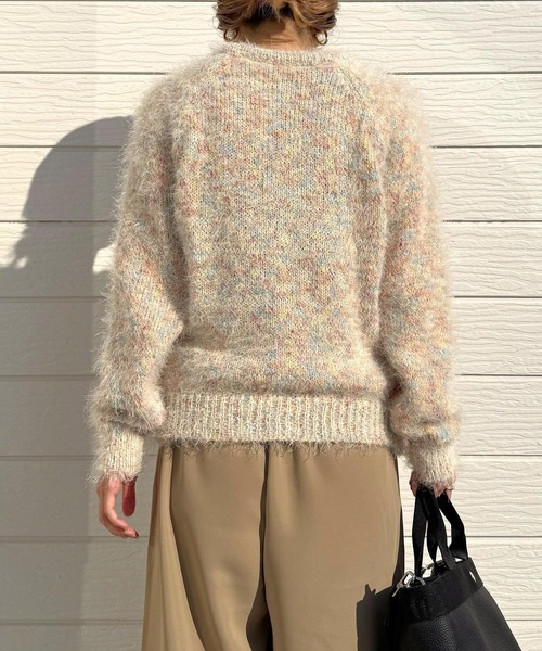 Q(キュー)の「カラーネップニット(ニット/セーター・レディース・アイボリー/ブルー・MEDIUM)」の4枚目の写真