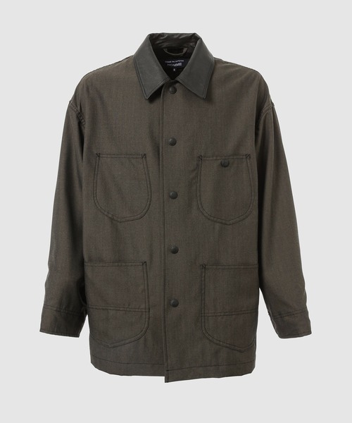 COMME des GARCONS HOMME(コム デ ギャルソン・オム)の「LEATHER COLLAR COVERALL JACKET(ブルゾン・メンズ・ブラック/チャコールグレー・M/S)」の2枚目の写真