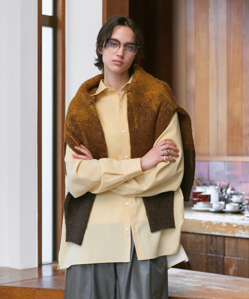 soerte(ソエルテ)の「Loose Nuance Stripe L/S Shirt /ルーズニュアンスストライプロングスリーブシャツ(シャツ/ブラウス・メンズ・ブルー/イエロー/グリーン/ネイビー/ブラック/ブラウン/ホワイト・3/2/1)」の9枚目の写真