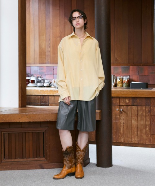 Loose Nuance Stripe Shirt Blouson Sサイズ soerte シャツ Loose Nuance Stripe L/S Shirt / ルーズニュアンス