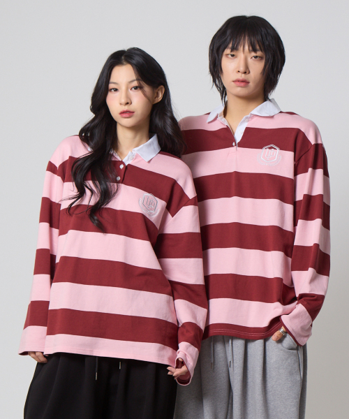 UNKNOWN PLANET(アンノウンプラネット)の「ストライプラグビー襟シャツピンク(ポロシャツ・レディース・その他・1/2)」の6枚目の写真