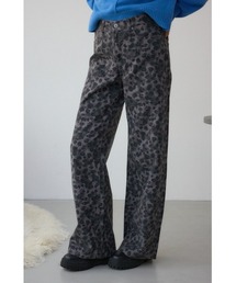 デニムパンツ（ブラック/黒色系・レオパード柄）ファッション通販