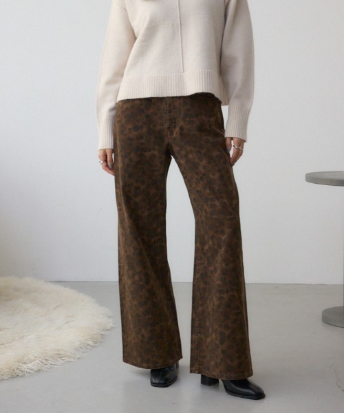 AZUL by moussy(アズールバイマウジー)の「【サイズ,身長別画像あり】AZUL DENIM 起毛ツイルレオパードデニム(デニムパンツ・レディース・ブラック系その他/ブラウン系その他・SMALL/MEDIUM)」の1枚目の写真