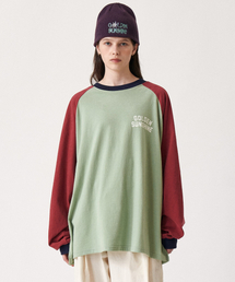Colorblock raglan long sleeve_Natural green