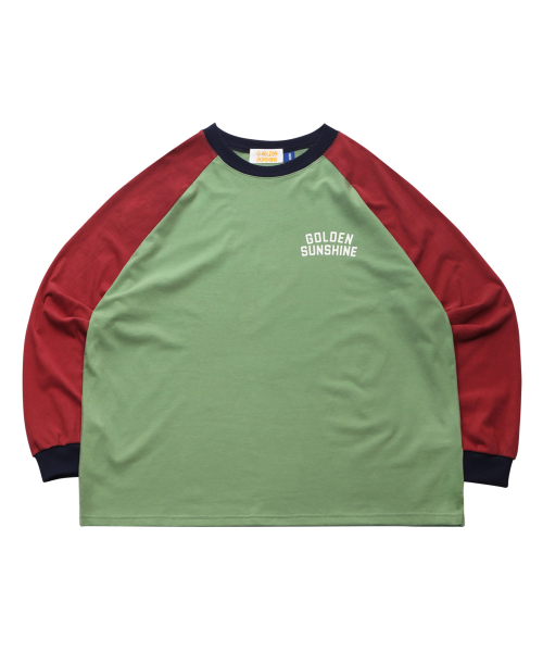 GOLDEN SNSHINE（ゴールデン サンシャイン）の「Colorblock raglan long sleeve_Natural green（Tシャツ/カットソー・メンズ・その他・MEDIUM/LARGE/SMALL）」の3枚目の写真