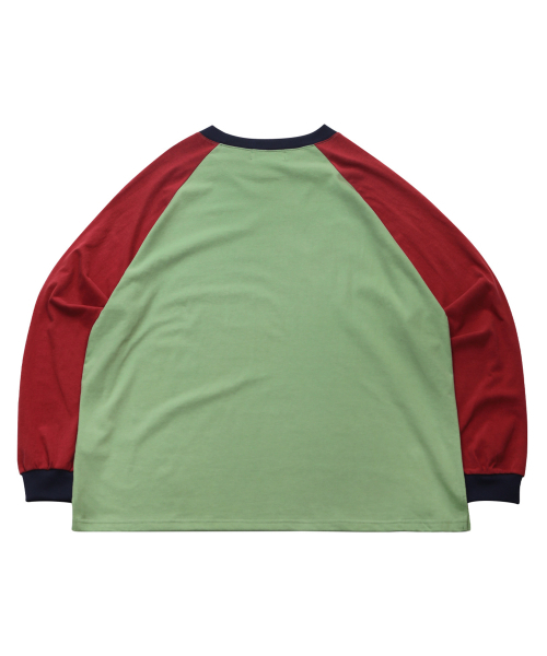 GOLDEN SNSHINE（ゴールデン サンシャイン）の「Colorblock raglan long sleeve_Natural green（Tシャツ/カットソー・メンズ・その他・MEDIUM/LARGE/SMALL）」の4枚目の写真